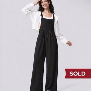 SOLD!  HALARA Black Wide-Leg Waffle Overalls - NWT
